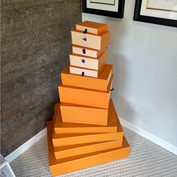 Louis Vuitton Orange and Cream Storage Box Collection